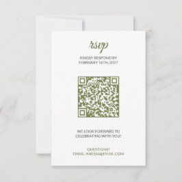 Tarjeta De Confirmación De Asistencia Confirmación de Boda Verde Salvia con Código QR
