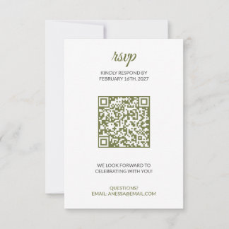 Tarjeta De Confirmación De Asistencia Confirmación de Boda Verde Salvia con Código QR
