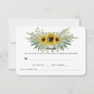 TARJETA DE CONFIRMACIÓN DE ASISTENCIA CONFIRMACIÓN DE BODAS DE GIRASOL Y VERDURAS
