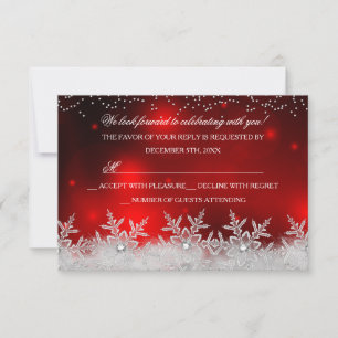 Tarjeta De Confirmación De Asistencia Copia de copo de nieve de cristal rojo para la fie