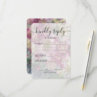 Tarjeta De Confirmación De Asistencia Copo de Nieve de Celebración Personalizada Boda de