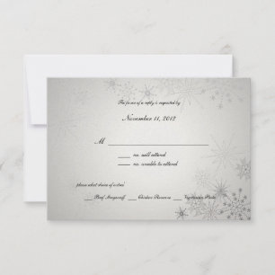 Tarjeta De Confirmación De Asistencia Copos de Nieve Joyas/ Plata