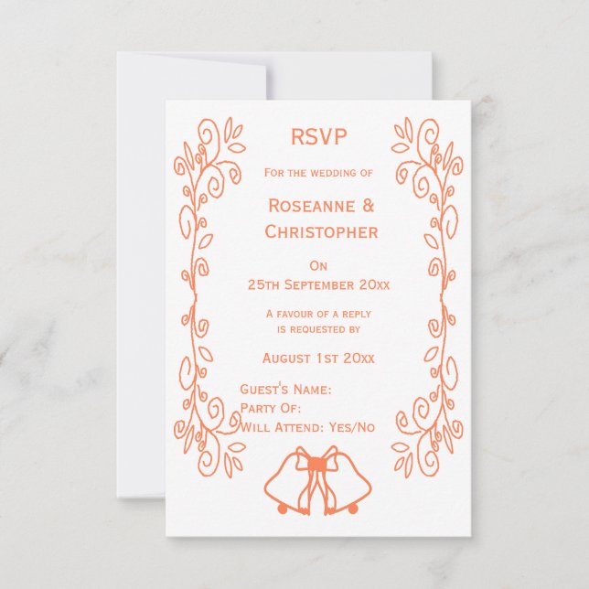 Tarjeta De Confirmación De Asistencia Coral Bells Scrollwork Design Boda (Anverso)