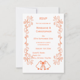 Tarjeta De Confirmación De Asistencia Coral Bells Scrollwork Design Boda