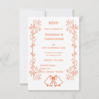 Tarjeta De Confirmación De Asistencia Coral Bells Scrollwork Design Boda