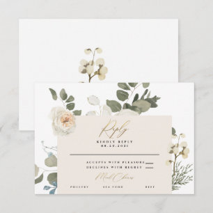 Tarjeta De Confirmación De Asistencia Coral Blanco Floral Botánico Verde
