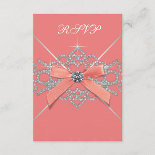 Tarjeta De Confirmación De Asistencia Coral Diamonds Coral Sweet 16 Partido de Cumpleaño