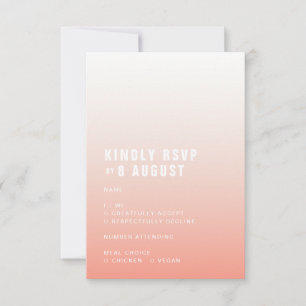 Tarjeta De Confirmación De Asistencia Coral Ombre Boda Minimalista rosa moderno de Rub