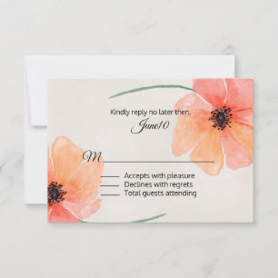 Tarjeta De Confirmación De Asistencia Coral Poppy Boda