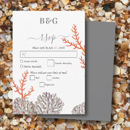 Tarjeta De Confirmación De Asistencia Coral Watercolor Beach Boda moderno