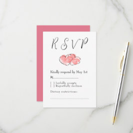 Tarjeta De Confirmación De Asistencia Corazón de Acuarela de Boda Rosa