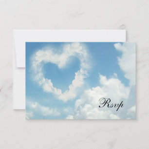 Tarjeta De Confirmación De Asistencia Corazón en las Nubes, Cielo Azul Amor Romántico