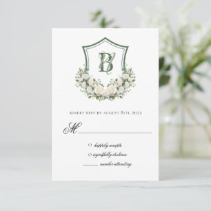 Tarjeta De Confirmación De Asistencia Corona de flores blancas para boda