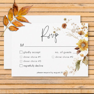 Tarjeta De Confirmación De Asistencia Corona de flores delicada rústica de otoño para bo