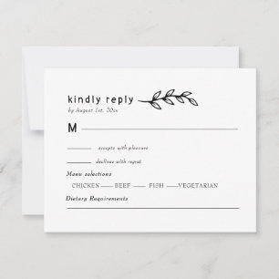 Tarjeta De Confirmación De Asistencia Corona de flores silvestres minimalista Boda rústi