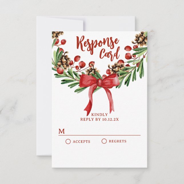 Tarjeta De Confirmación De Asistencia corona de navidades (Anverso)