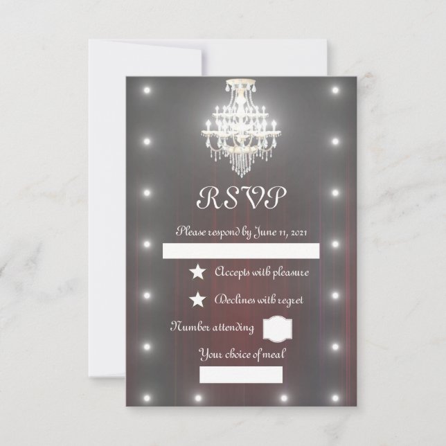 Tarjeta De Confirmación De Asistencia Cortina de teatro, lámpara de araña (Anverso)