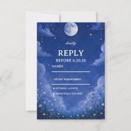 Tarjeta De Confirmación De Asistencia Cósmico Lunar Celestial