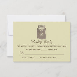 Tarjeta De Confirmación De Asistencia Country Burlap Mason Jar Boda