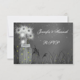 Tarjeta De Confirmación De Asistencia Country Mason Jar, Dandelions, Chalkboard