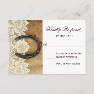 Tarjeta De Confirmación De Asistencia Country Western Horseshoe Lace Wedding Tarjeta RSV