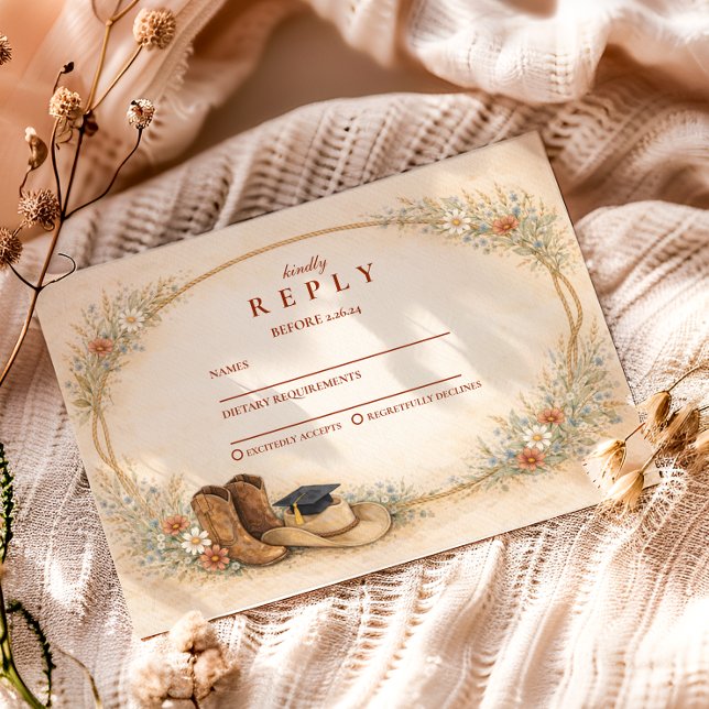 Tarjeta De Confirmación De Asistencia Country Wildflower Graduation Party (Subido por el creador)