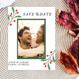 Tarjeta De Confirmación De Asistencia Cranberry Photo Holiday Save the Date Invitation 