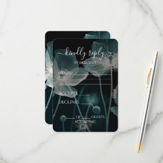 Tarjeta De Confirmación De Asistencia Crea tu propio - Flores salvajes de rayos X azules