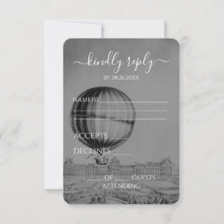 Tarjeta De Confirmación De Asistencia Crea Tu Propio Globo Aerostático Vintage para Boda