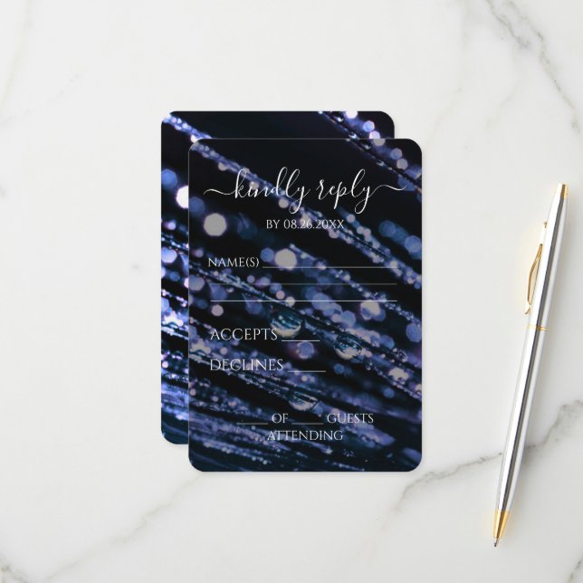 Tarjeta De Confirmación De Asistencia Crea tu propio - Ramas heladas con bokeh (Anverso/Reverso In Situ)