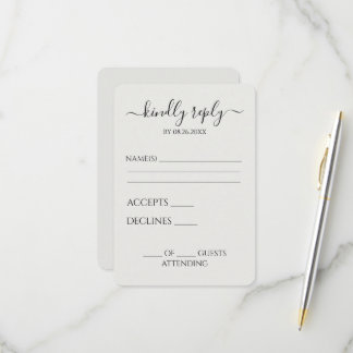 Tarjeta De Confirmación De Asistencia Crea tu propio simple minimal personalizado
