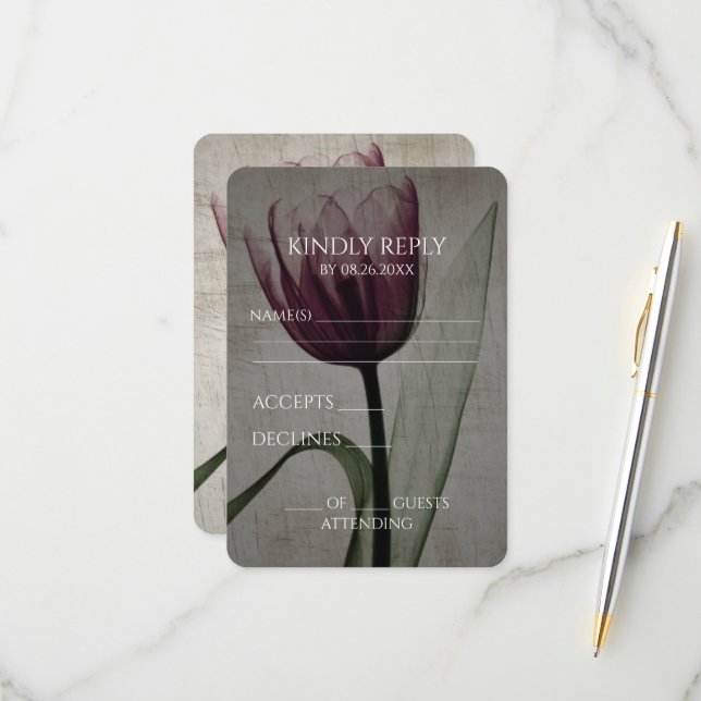 Tarjeta De Confirmación De Asistencia Crea tu propio tulipán de rayos X de época (Anverso/Reverso In Situ)