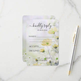Tarjeta De Confirmación De Asistencia Crea tus Propias Flores Amarillas Delicadas Boda
