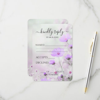 Tarjeta De Confirmación De Asistencia Crea tus Propias Flores Moradas Delicadas para tu