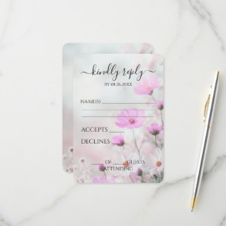 Tarjeta De Confirmación De Asistencia Crea tus Propias Flores Rosadas Delicadas Boda
