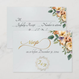 Tarjeta De Confirmación De Asistencia Cream Floral & Wreath - Pearl White