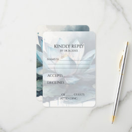 Tarjeta De Confirmación De Asistencia Crear su propio Lotus color de agua azul vintage