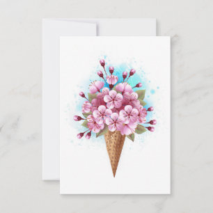 Tarjeta De Confirmación De Asistencia Crema rosa de hielo Sakura Waffle Cone
