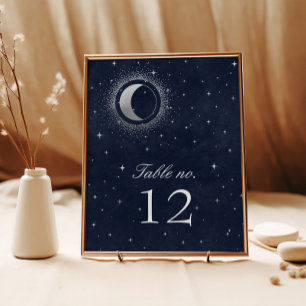 Tarjeta De Confirmación De Asistencia Crescent Crescent plateado Celestial Número de mes