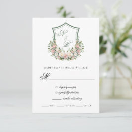 Tarjeta De Confirmación De Asistencia Crest Floral Rosa
