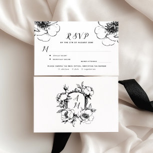 Tarjeta De Confirmación De Asistencia Crest monograma barroco vintage boda