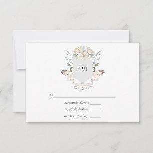 Tarjeta De Confirmación De Asistencia Cresta Monogramada de Boda junto al Lago
