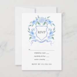 Tarjeta De Confirmación De Asistencia Crestón de monograma floral de boda