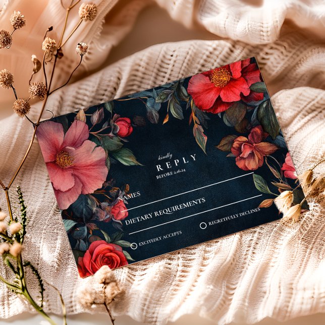 Tarjeta De Confirmación De Asistencia Crimson Noir Boda (Subido por el creador)