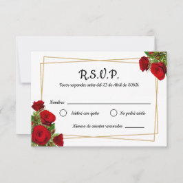 Tarjeta De Confirmación De Asistencia Cuadro de Rosas Rojas Boda Española
