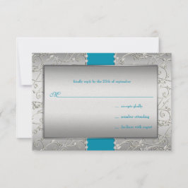 Tarjeta De Confirmación De Asistencia Cualquier Boda giratorio plateado de color
