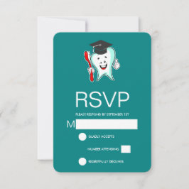 Tarjeta De Confirmación De Asistencia Cuidado dental Feliz Diente con Graduación de cepi