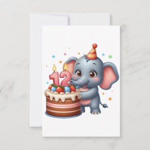 Tarjeta De Confirmación De Asistencia Cumpleaños 12 de elefante lindo