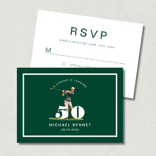 Tarjeta De Confirmación De Asistencia Cumpleaños 50 de Golf Modern Sport