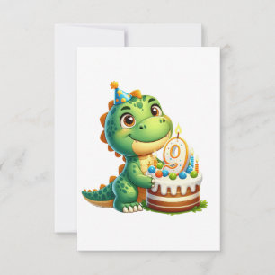 Tarjeta De Confirmación De Asistencia Cumpleaños 9 de Dino